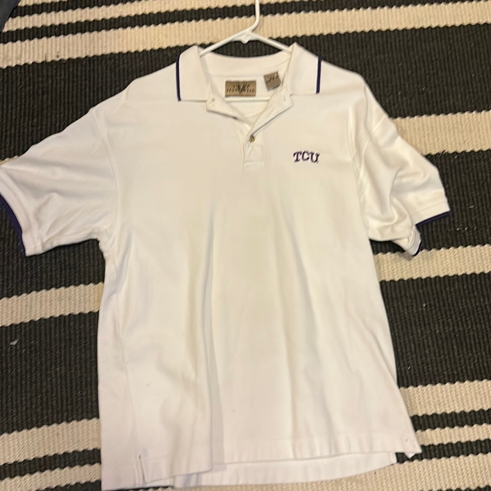 White TCU vintage cotton polo, never worn